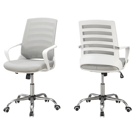 Monarch Specialties Office Chair, Adjustable Height, Swivel, Ergonomic, Armrests, Computer Desk, Work, Metal, White I 7225